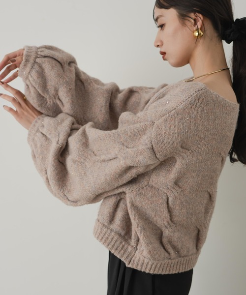 hinari(ヒナリ)の「ケーブルMIXラメニット(ニット/セーター・レディース・ピンク/テラコッタ/アイボリー・FREE)」の20枚目の写真