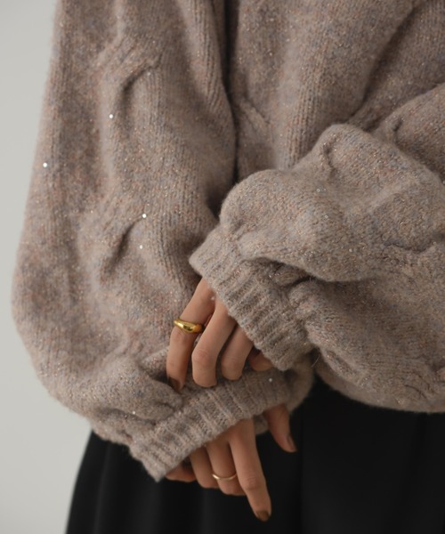 ケーブルMIXラメニット（ニット/セーター）｜hinari（ヒナリ）の