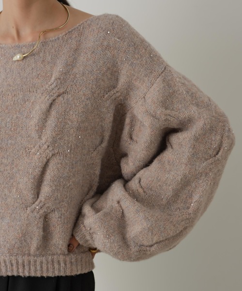 hinari(ヒナリ)の「ケーブルMIXラメニット(ニット/セーター・レディース・ピンク/テラコッタ/アイボリー・FREE)」の21枚目の写真