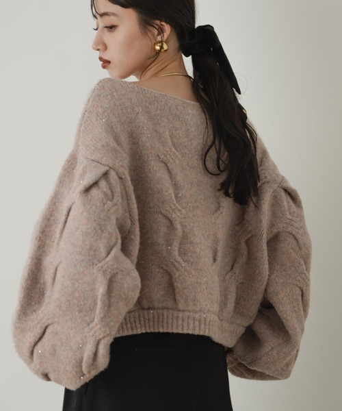 hinari(ヒナリ)の「ケーブルMIXラメニット(ニット/セーター・レディース・ピンク/テラコッタ/アイボリー・FREE)」の19枚目の写真