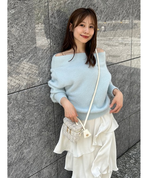 SNIDEL フォックスアルパカショートカーディガン ノースリプルオーバー