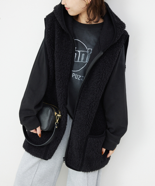 COLD BREAKER（コールドブレーカー）の「《追加》COLD BREAKER/コールドブレーカー SLOBE別注 ボアベスト 9244-SLOBE（その他アウター・レディース・キャメル/ブラック・FREE）」の2枚目の写真