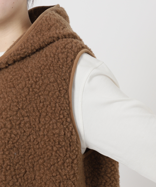 COLD BREAKER（コールドブレーカー）の「《追加》COLD BREAKER/コールドブレーカー SLOBE別注 ボアベスト 9244-SLOBE（その他アウター・レディース・キャメル/ブラック・FREE）」の13枚目の写真