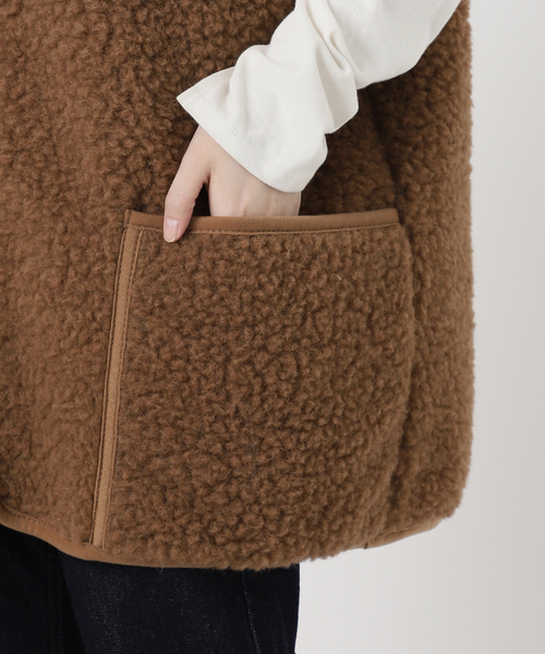 COLD BREAKER（コールドブレーカー）の「《追加》COLD BREAKER/コールドブレーカー SLOBE別注 ボアベスト 9244-SLOBE（その他アウター・レディース・キャメル/ブラック・FREE）」の14枚目の写真