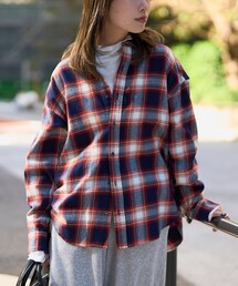 オンブレチェックライトネルレギュラーシャツ