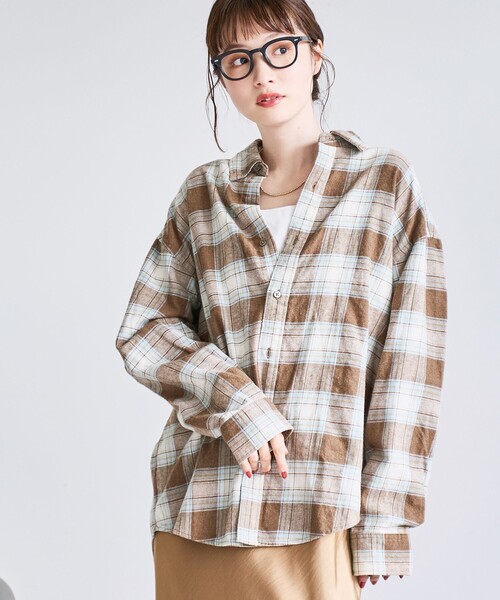 セール】オンブレチェックライトネルレギュラーシャツ（シャツ