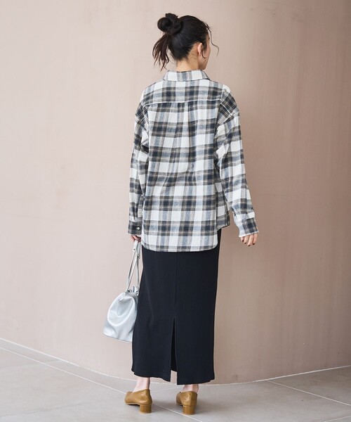 coen（コーエン）の「オンブレチェックライトネルレギュラーシャツ（シャツ/ブラウス・レディース・オフホワイト/ダークグレー/ネイビー/ブラウン・L/M）」の10枚目の写真