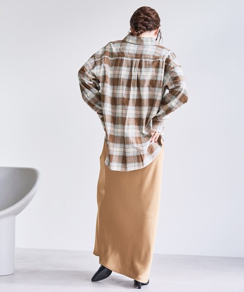 coen（コーエン）の「オンブレチェックライトネルレギュラーシャツ（シャツ/ブラウス・レディース・オフホワイト/ダークグレー/ネイビー/ブラウン・L/M）」の17枚目の写真