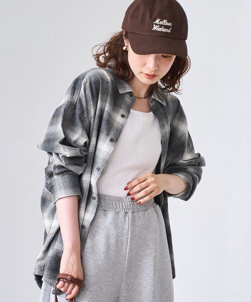 coen（コーエン）の「オンブレチェックライトネルレギュラーシャツ（シャツ/ブラウス・レディース・オフホワイト/ダークグレー/ネイビー/ブラウン・L/M）」の18枚目の写真