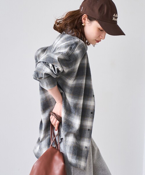 coen（コーエン）の「オンブレチェックライトネルレギュラーシャツ（シャツ/ブラウス・レディース・オフホワイト/ダークグレー/ネイビー/ブラウン・L/M）」の19枚目の写真