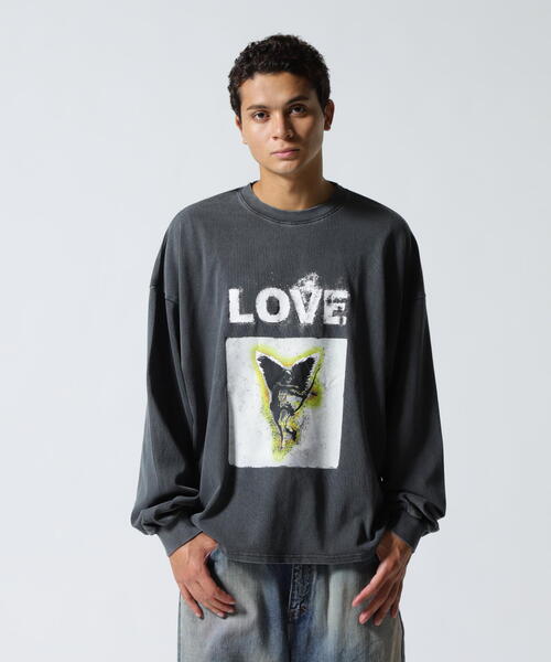 DANKE SCHON（ダンケシェーン）の「【WEB&DEPOT限定】DankeSchon/ダンケシェーン/PIGMENT L/S TEE LOVE（Tシャツ/カットソー・メンズ・ベージュ/ブラック・M/L）」の3枚目の写真