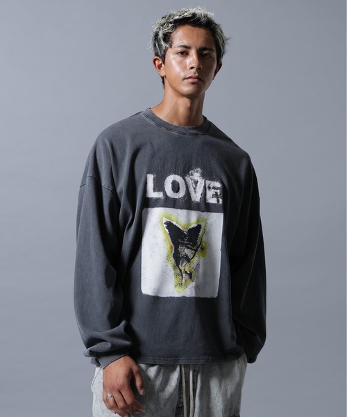 DANKE SCHON（ダンケシェーン）の「【WEB&DEPOT限定】DankeSchon/ダンケシェーン/PIGMENT L/S TEE LOVE（Tシャツ/カットソー・メンズ・ベージュ/ブラック・M/L）」の2枚目の写真