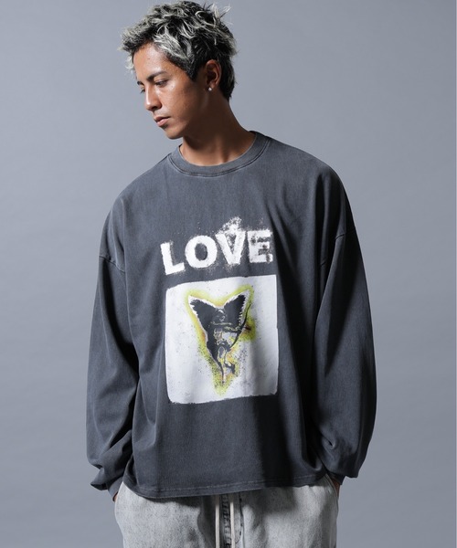 DANKE SCHON(ダンケシェーン)の「【WEB&DEPOT限定】DankeSchon/ダンケシェーン/PIGMENT L/S TEE LOVE(Tシャツ/カットソー・メンズ・ベージュ/ブラック・M/L)」の16枚目の写真