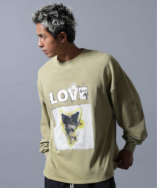 DANKE SCHON(ダンケシェーン)の「【WEB&DEPOT限定】DankeSchon/ダンケシェーン/PIGMENT L/S TEE LOVE(Tシャツ/カットソー・メンズ・ベージュ/ブラック・M/L)」の21枚目の写真