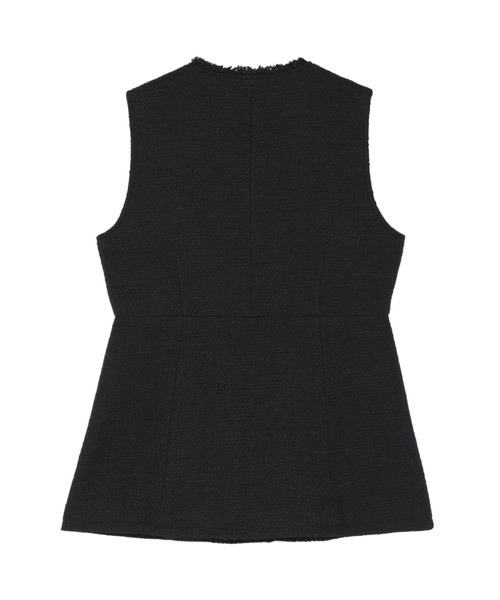TOKYO SHIRTS（トウキョウシャツ）の「ツイード ペプラム ジレ（ベスト・レディース・ブラック・M）」の5枚目の写真