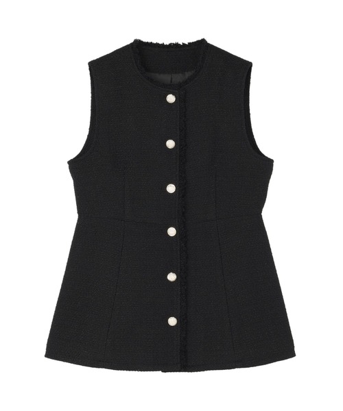 TOKYO SHIRTS（トウキョウシャツ）の「ツイード ペプラム ジレ（ベスト・レディース・ブラック・M）」の4枚目の写真