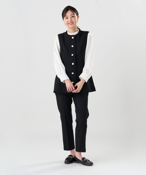 TOKYO SHIRTS（トウキョウシャツ）の「ツイード ペプラム ジレ（ベスト・レディース・ブラック・M）」の3枚目の写真