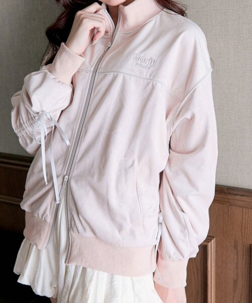 OLIVE des OLIVE(オリーブデオリーブ)の「ベロアトラックジャケット(Tシャツ/カットソー・レディース・ブラック/ブラウン/ピンク・FREE)」の3枚目の写真