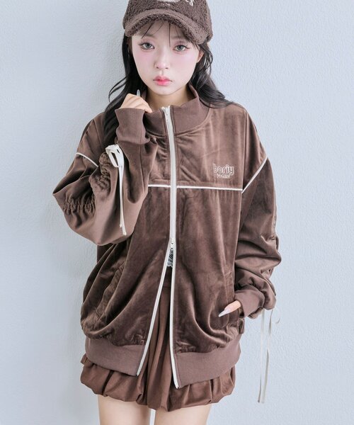 OLIVE des OLIVE(オリーブデオリーブ)の「ベロアトラックジャケット(Tシャツ/カットソー・レディース・ブラック/ブラウン/ピンク・FREE)」の21枚目の写真