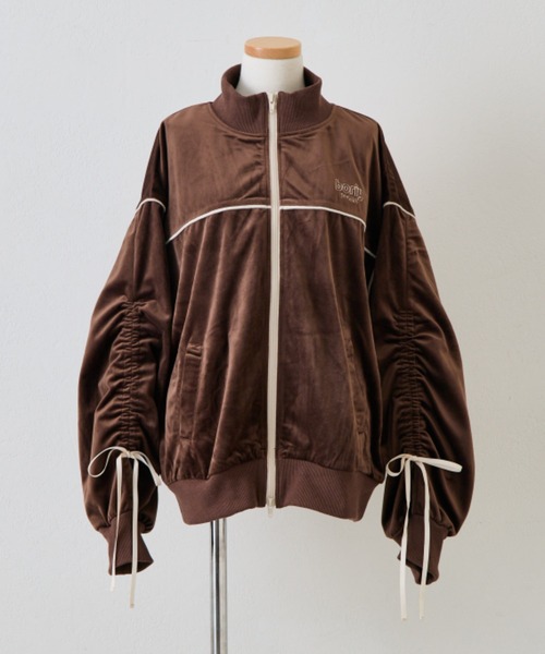 OLIVE des OLIVE(オリーブデオリーブ)の「ベロアトラックジャケット(Tシャツ/カットソー・レディース・ブラック/ブラウン/ピンク・FREE)」の6枚目の写真