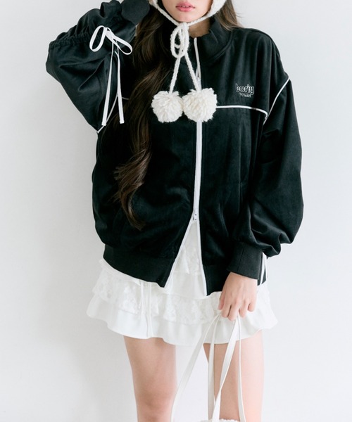 OLIVE des OLIVE(オリーブデオリーブ)の「ベロアトラックジャケット(Tシャツ/カットソー・レディース・ブラック/ブラウン/ピンク・FREE)」の15枚目の写真