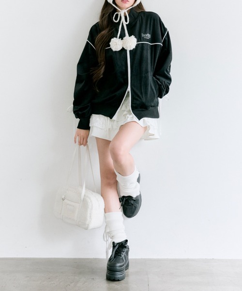 OLIVE des OLIVE(オリーブデオリーブ)の「ベロアトラックジャケット(Tシャツ/カットソー・レディース・ブラック/ブラウン/ピンク・FREE)」の14枚目の写真