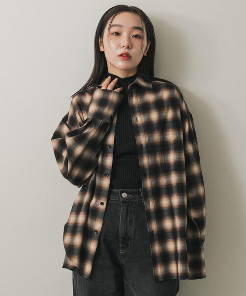 SENSE OF PLACE by URBAN RESEARCH（センスオブプレイスバイアーバンリサーチ）の「オンブレチェックルーズシャツ（シャツ/ブラウス・レディース・レッド系その他/ブラウン系その他/ブラック系その他・ONE）」の17枚目の写真