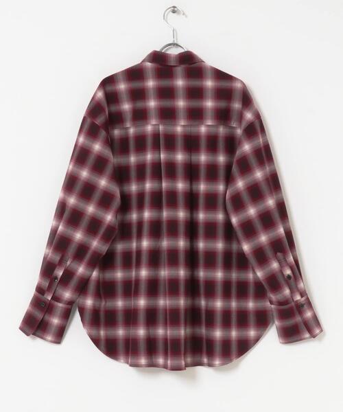 SENSE OF PLACE by URBAN RESEARCH（センスオブプレイスバイアーバンリサーチ）の「オンブレチェックルーズシャツ（シャツ/ブラウス・レディース・レッド系その他/ブラウン系その他/ブラック系その他・ONE）」の4枚目の写真