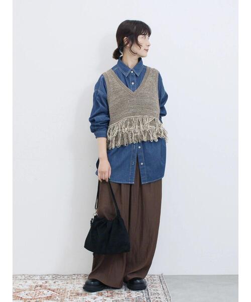 Samansa Mos2 blue(サマンサモスモスブルー)の「◎ビンテージサテンイージーパンツ(その他パンツ・レディース・ブラウン/ブラック/グレー・F)」の22枚目の写真