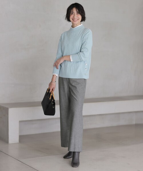 J.PRESS Ladies(J.プレス レディス)の「WOOL BLEND AIR ハイネック ニット(ニット/セーター・レディース・ライトグレー系/ピンク系/レッド系/ライトグリーン系・SMALL)」の7枚目の写真
