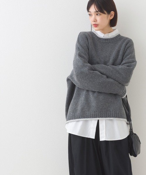 OMNES（オムネス）の「メランジ配色ドロップショルダーニットプルオーバー長袖（ニット/セーター・レディース・グレー/ベージュ/ライトグレー/ブラウン・FREE）」の10枚目の写真