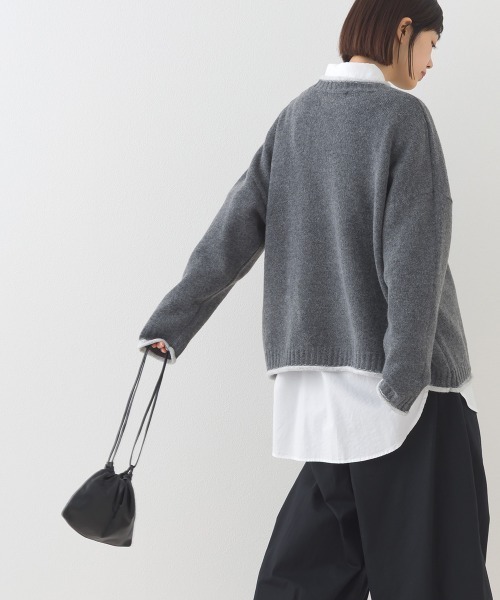 OMNES（オムネス）の「メランジ配色ドロップショルダーニットプルオーバー長袖（ニット/セーター・レディース・グレー/ベージュ/ライトグレー/ブラウン・FREE）」の12枚目の写真