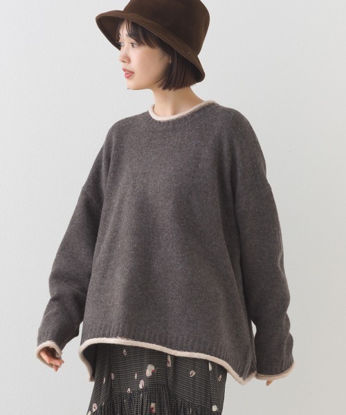 OMNES（オムネス）の「メランジ配色ドロップショルダーニットプルオーバー長袖（ニット/セーター・レディース・グレー/ベージュ/ライトグレー/ブラウン・FREE）」の15枚目の写真