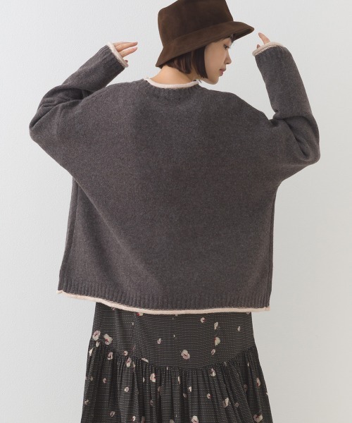 OMNES（オムネス）の「メランジ配色ドロップショルダーニットプルオーバー長袖（ニット/セーター・レディース・グレー/ベージュ/ライトグレー/ブラウン・FREE）」の17枚目の写真