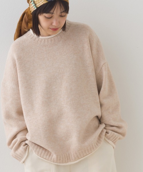 OMNES（オムネス）の「メランジ配色ドロップショルダーニットプルオーバー長袖（ニット/セーター・レディース・グレー/ベージュ/ライトグレー/ブラウン・FREE）」の20枚目の写真