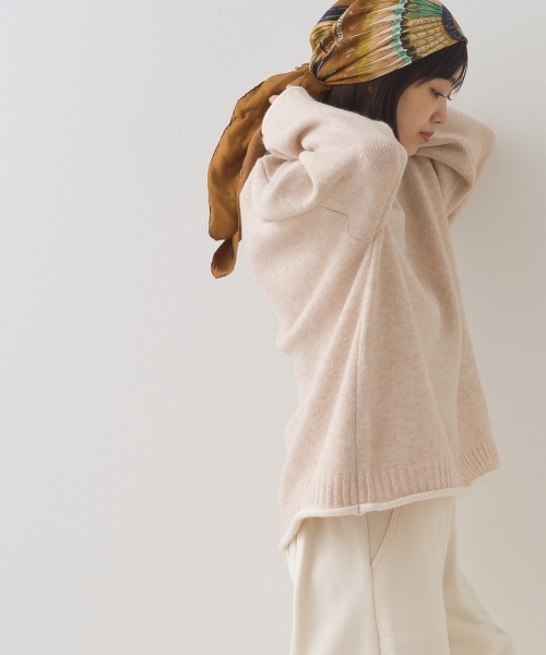 OMNES（オムネス）の「メランジ配色ドロップショルダーニットプルオーバー長袖（ニット/セーター・レディース・グレー/ベージュ/ライトグレー/ブラウン・FREE）」の21枚目の写真