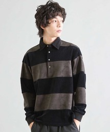 UNION STATION | カットベロア×フェイクスエードボーダー ラグビーシャツ(スウェット)