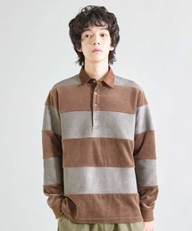 UNION STATION | カットベロア×フェイクスエードボーダー ラグビーシャツ(スウェット)