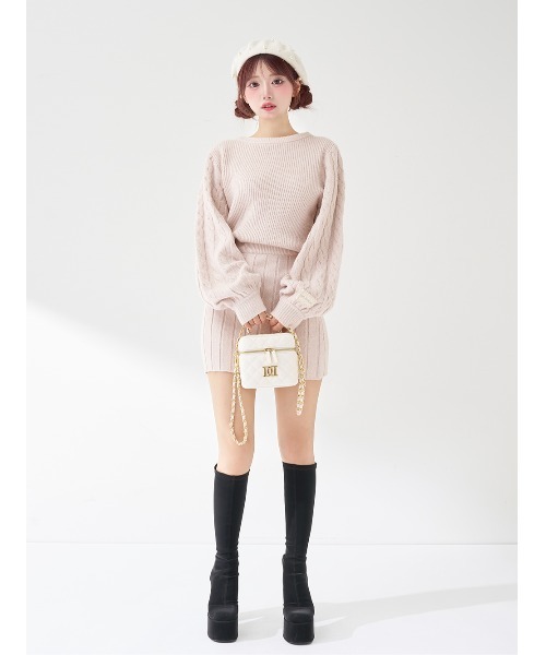 ダーリッチ Darich ハートオープンニットミニワンピース ピンク　ロゴ ハートオープンニットミニワンピース – Darich (ダーリッチ)