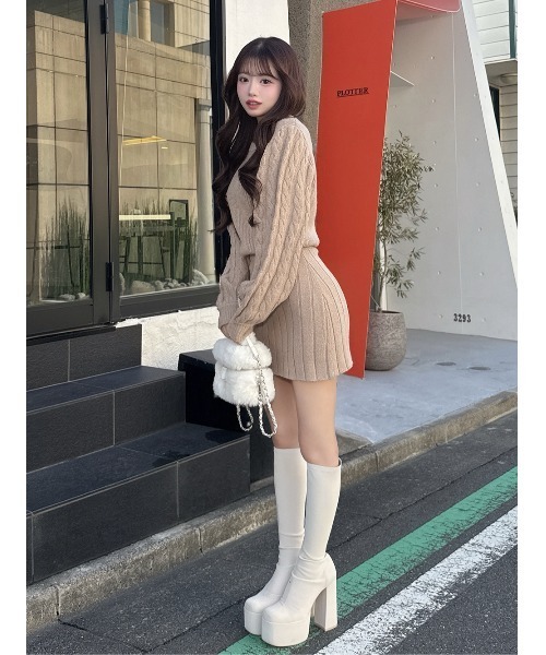 ハートオープンニットミニワンピース（ワンピース）｜Darich