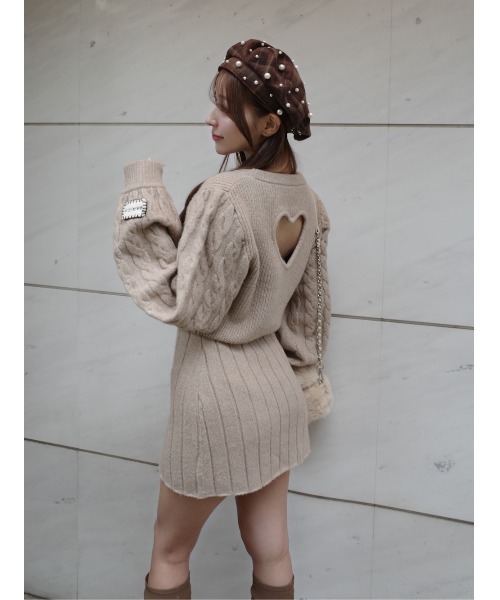 ハートオープンニットミニワンピース（ワンピース）｜Darich