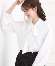 SHOO・LA・RUE | 【洗濯機可/S-3L】すっきりバランスにこだわった リボンボウタイ ブラウス(シャツ/ブラウス)