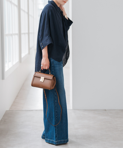 Spick & Span（スピックアンドスパン）の「《一部店舗+WEB限定》DEMELLIER/デメリエー PARIS HANDBAG（ショルダーバッグ・レディース・ブラック/キャメル・FREE）」の4枚目の写真