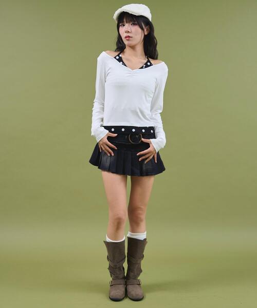 dispark（ディスパーク）の「DISPARK/【25年秋冬新作】ドッドレイヤードトップス（Tシャツ/カットソー・レディース・ブラック/ホワイト・FREE）」の3枚目の写真