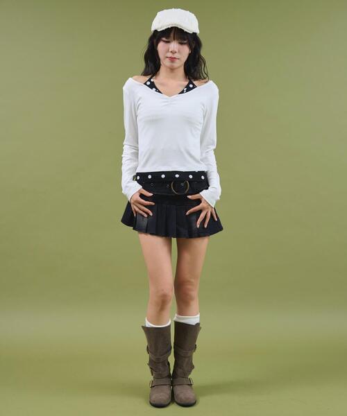 dispark（ディスパーク）の「DISPARK/【25年秋冬新作】ドッドレイヤードトップス（Tシャツ/カットソー・レディース・ブラック/ホワイト・FREE）」の5枚目の写真