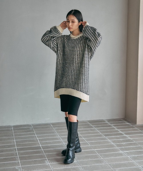 LEPSIM（レプシィム）の「ジャガード柄ニットチュニック　600814（ニット/セーター・レディース・アイボリー/ブラック/ブラウン・FREE）」の18枚目の写真