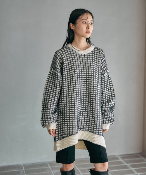 LEPSIM（レプシィム）の「ジャガード柄ニットチュニック　600814（ニット/セーター・レディース・アイボリー/ブラック/ブラウン・FREE）」の19枚目の写真