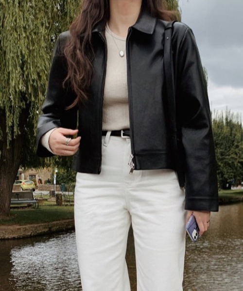 希少　vintage y2k フェイクレザージャケット　ライダースジャケット ビックルーズフェイクレザーjk♡NARUMI | ENVYM