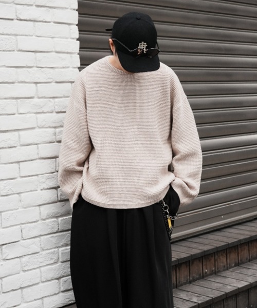 Lui's（ルイス）の「ヘビーワッフルクルーネック（ニット/セーター・メンズ・ブラック/ライトグレー/バーガンディー・FREE）」の2枚目の写真