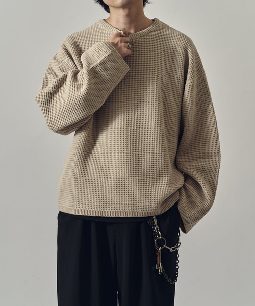 Lui's（ルイス）の「ヘビーワッフルクルーネック（ニット/セーター・メンズ・ブラック/ライトグレー/バーガンディー・FREE）」の12枚目の写真